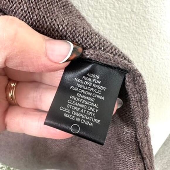 Patrizia Luca Milano Fur-Trim Vest Brown Rabbit Wool Blend M/L Cozy Boho Casua - Picture 6 of 7